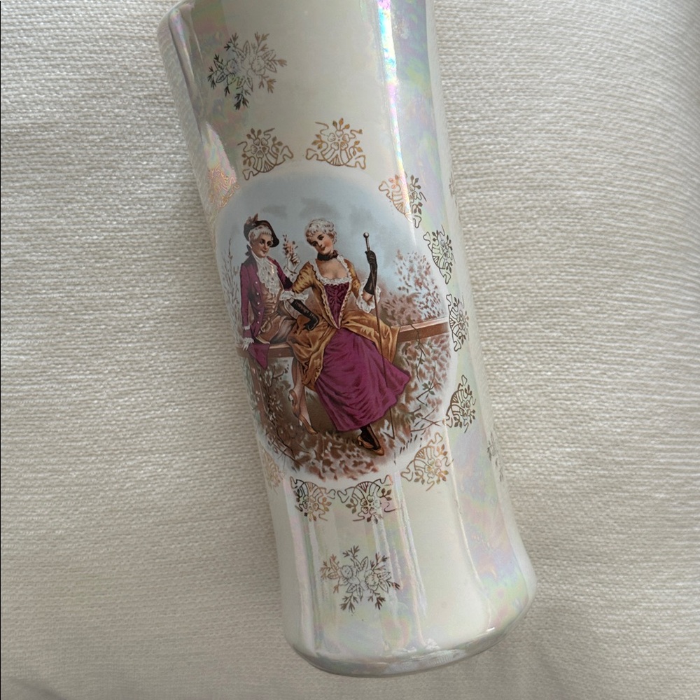 Vintage Japanese Courting Print Lustreware Vase - Picture 5 of 7